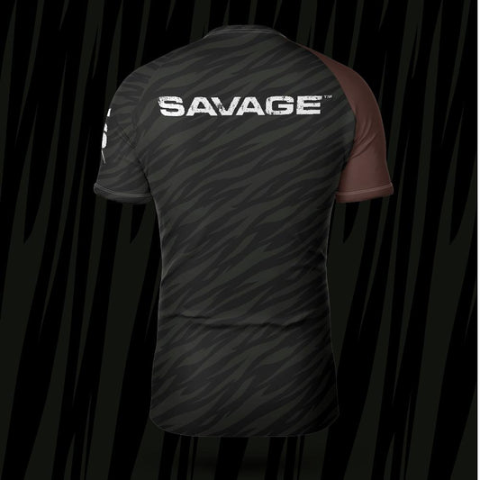 Savage Ranked Brown Short-sleeve Rash Guard