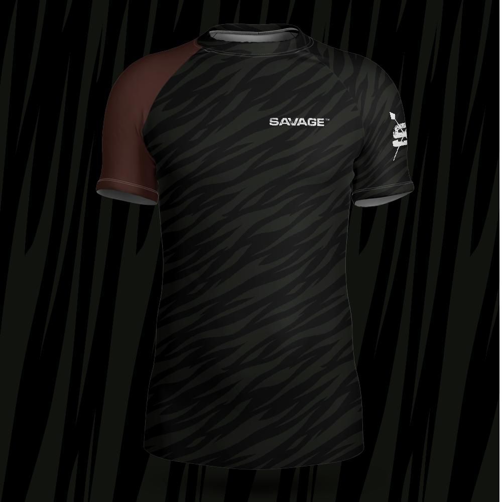 Savage Ranked Brown Short-sleeve Rash Guard