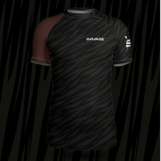 Savage Ranked Brown Short-sleeve Rash Guard
